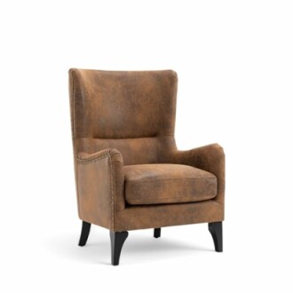 Stunning Chairs Brown Faux Leather Wingback Armchair