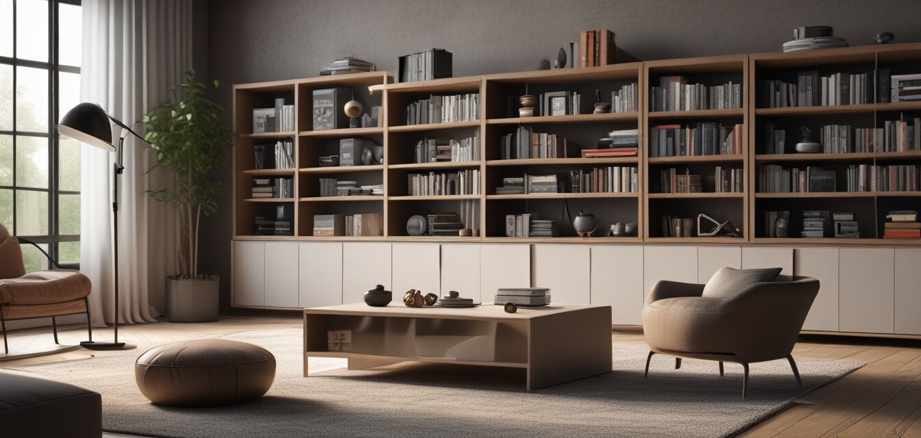 Stylish storage solutions in a living room