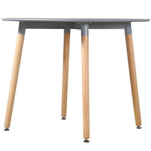 Modern table with wooden legs and gray top